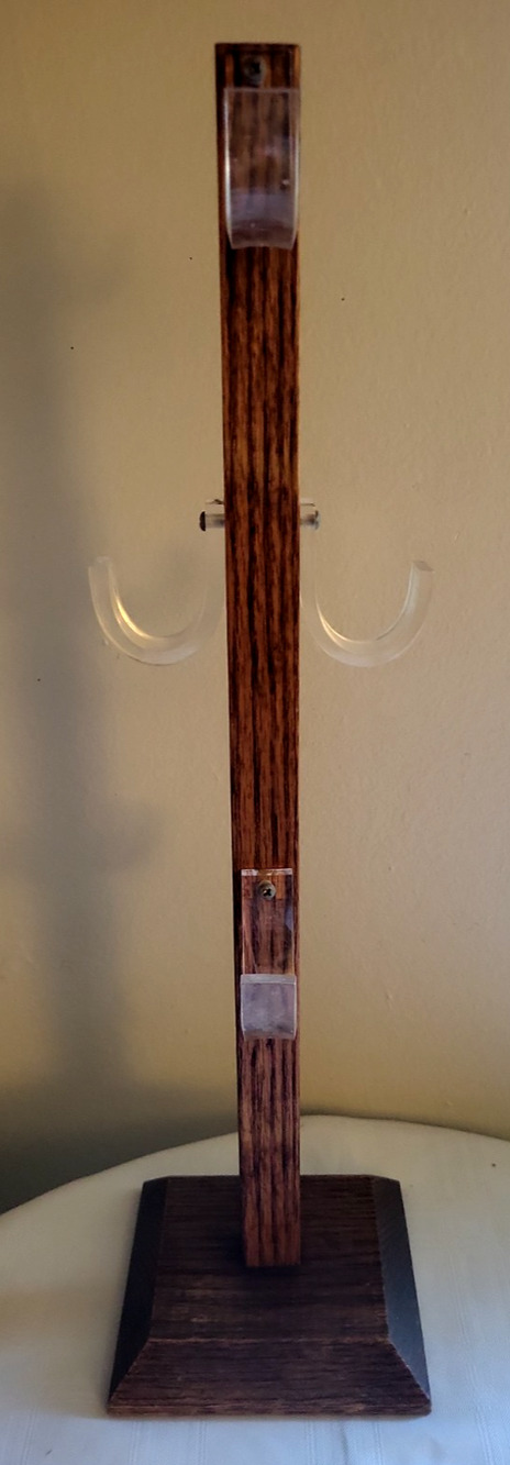 VTG Wood Acrylic Lucite 6 Cup Coffee Mug Holder Stand Boho Shabby Cottage 19"